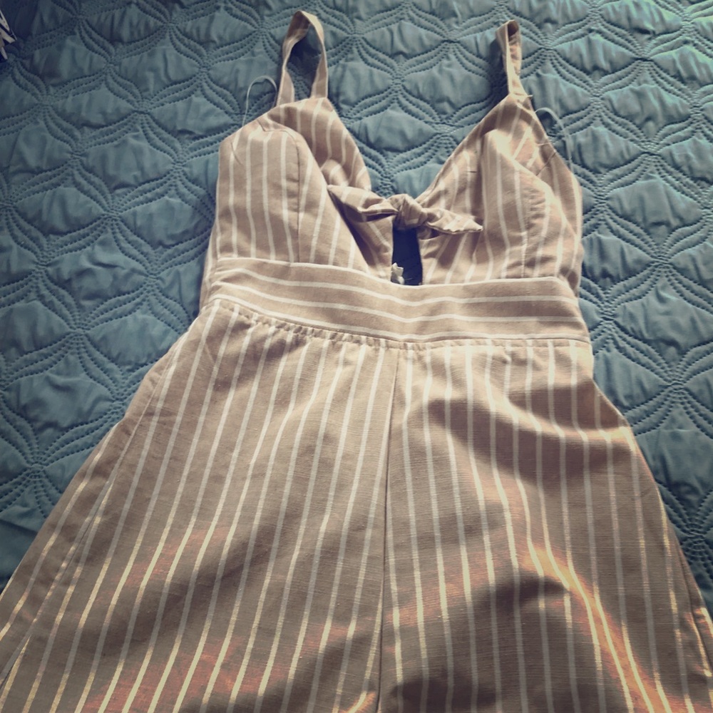 Tan striped romper